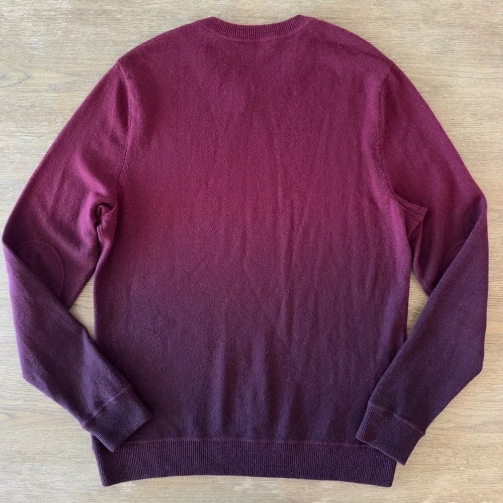 VINCE Men's Burgundy Ombré Dip-dyed Crewneck Sweater-Wool Cashmere Blend-Sz Med - Picture 12 of 13